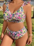 Plus Size Printed High Waist Sexy Two Pieces Bikini