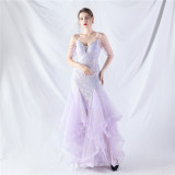 Sequin Patchwork Mesh Luxury Evening Dress