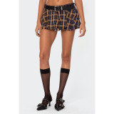 Women plaid mini pants skirt