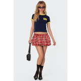 Women plaid mini pants skirt