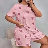 Plus Size Women Casual Summer T-shirt Shorts Pajama Set