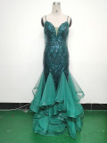 Sequin Patchwork Mesh Luxury Evening Dress