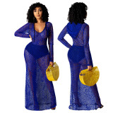 Women's Hollow See-Through Mesh Hooded Nightclub Dress