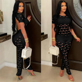 Summer Women Sexy Backless Hollow Bodycon Jumpsuit