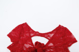 Summer Women sexy v-neck hollow backless lace short-sleeved bodysuit