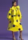 Women tie bow collar polka dot lantern sleeve with belt Dress