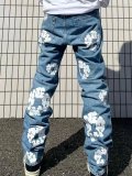 Men Casual print Denim Pants