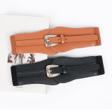 Women retro pu Leather elastic belt