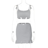 Women summer sexy Crop Top and skirt two-piece set
