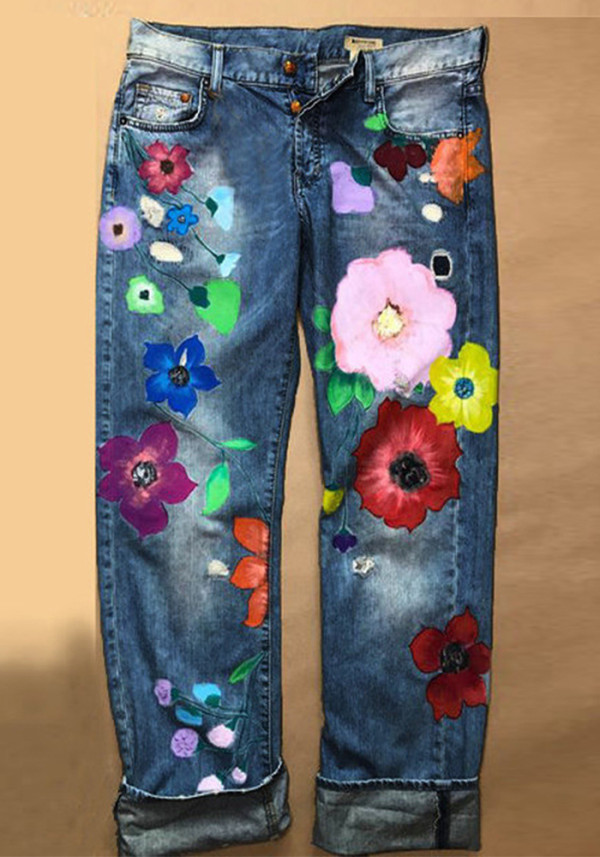 Women printed Denim Pants