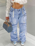 Women retro trend Cargo Denim Pants