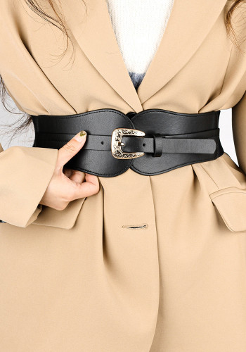 Women retro pu Leather elastic belt
