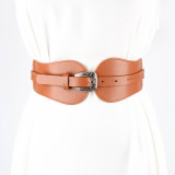 Women retro pu Leather elastic belt