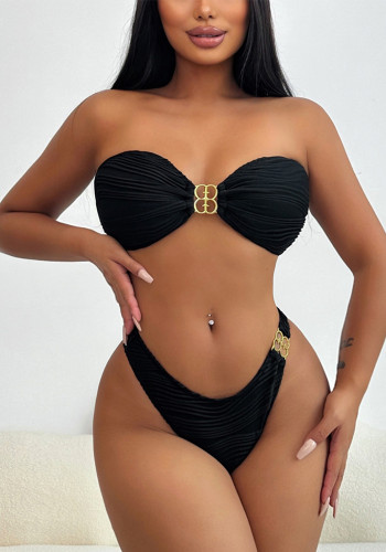 Women strapless sexy lace-up Swimwear two pieces