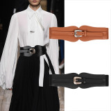 Women retro pu Leather elastic belt