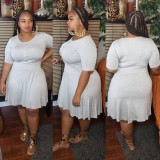 Plus Size Women Loose Solid Dress