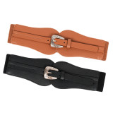 Women retro pu Leather elastic belt