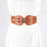 Women retro pu Leather elastic belt