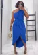 Women solid pleated strapless slit dress