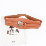 Women retro pu Leather elastic belt