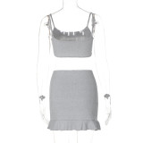 Women summer sexy Crop Top and skirt two-piece set