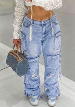 Women retro trend Cargo Denim Pants