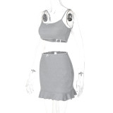 Women summer sexy Crop Top and skirt two-piece set