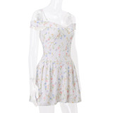 Women summer chic floral French Strap Dress