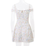 Women summer chic floral French Strap Dress