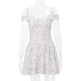 Women summer chic floral French Strap Dress