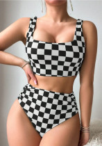 Women's Spring Sexy Plaid Two Pieces Bikini Swimsuit