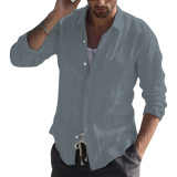 Cotton Solid Color Long-Sleeved Shirt Men's Casual Lining Shirt