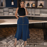 Plus Size Women's Denim Casual Long Skirt