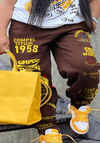 Women's Fashion Printed Elastic Loose Casual Pants