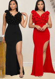 Fashion Women's V-Neck Sleeveless Long Slit Dress