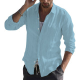 Cotton Solid Color Long-Sleeved Shirt Men's Casual Lining Shirt