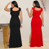 Fashion Women's V-Neck Sleeveless Long Slit Dress