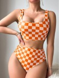 Women's Spring Sexy Plaid Two Pieces Bikini Swimsuit