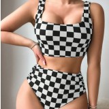 Women's Spring Sexy Plaid Two Pieces Bikini Swimsuit