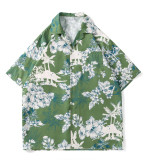 American Retro Classic Flower Shirt Men's Short-Sleeved Summer Casual Loose Hawaiian Shirt