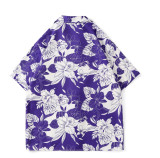 American Retro Classic Flower Shirt Men's Short-Sleeved Summer Casual Loose Hawaiian Shirt