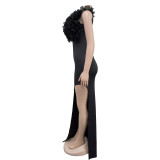 Fashion Women's V-Neck Sleeveless Long Slit Dress