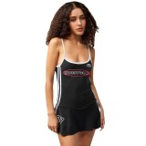 Women Summer American Sports Casual Digital Stripe Contrast Dress