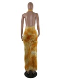 Women's Dress Tie-Dye Halter Neck Sexy Fashion Long Dress