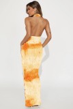 Women's Dress Tie-Dye Halter Neck Sexy Fashion Long Dress