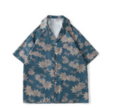 American Retro Classic Flower Shirt Men's Short-Sleeved Summer Casual Loose Hawaiian Shirt