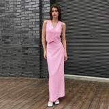 Women French Sexy Vest and Long Skirt Two-piece Set