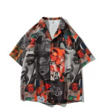 American Retro Classic Flower Shirt Men's Short-Sleeved Summer Casual Loose Hawaiian Shirt