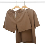 Fashionable Cotton Short-Sleeved T-Shirt Shorts Summer Casual 2 Pieces Set