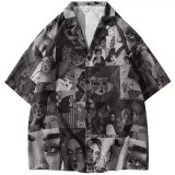 American Retro Classic Flower Shirt Men's Short-Sleeved Summer Casual Loose Hawaiian Shirt